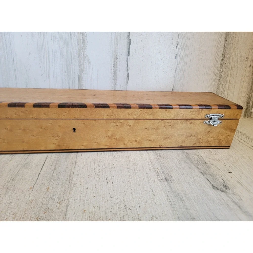 Vintage long lock key flute instrument‎ hinged wooden unique home decor